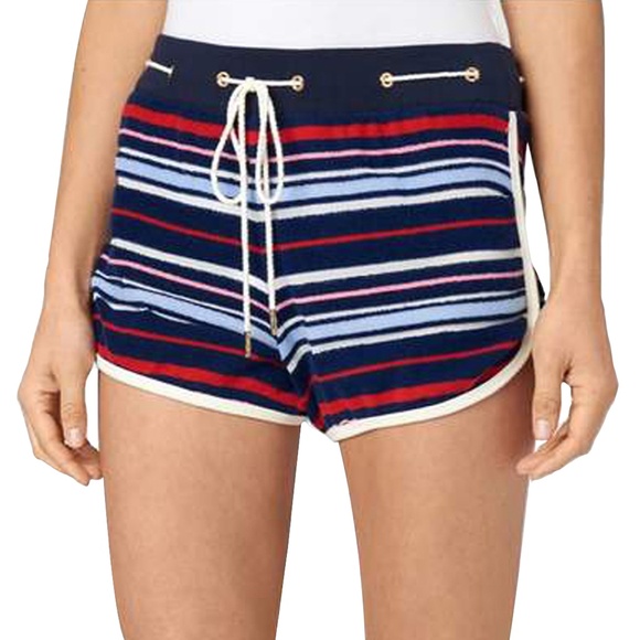 Juice Couture Microterry Burnout Stripe Shorts - Picture 1 of 5